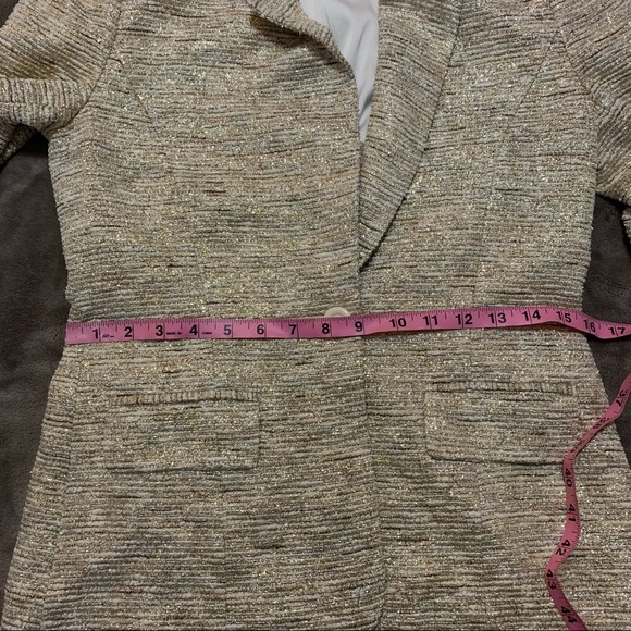ALICE + OLIVIA Gold Metallic Tweed Knit Single Button Blazer Small C207-225-513 - Picture 15 of 15